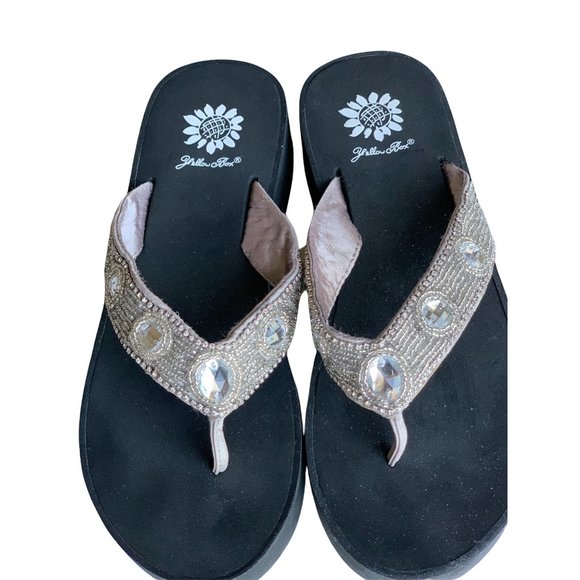 bling yellow box flip flops
